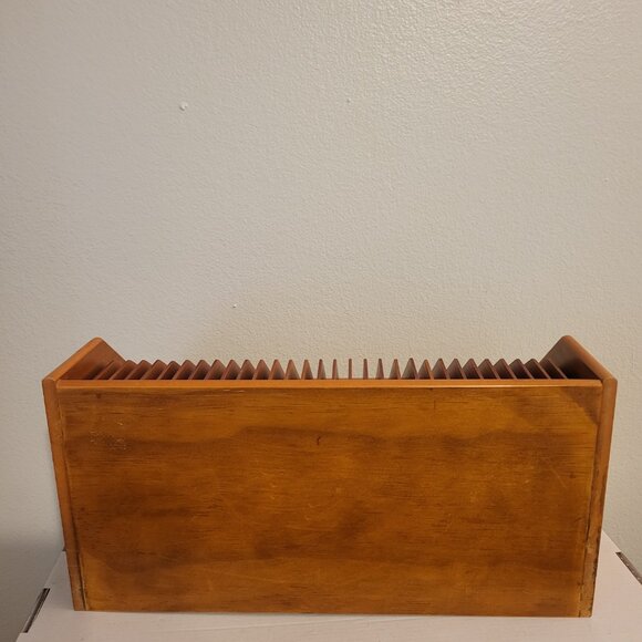 VTG LILLIAN VERNON Wood Desktop Mail CD ORGANIZER 31 SLOTS & DRAWERS 16 x 18" - Picture 7 of 11